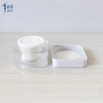 Tarro cosmético de acrílico cuadrado blanco helado 50g